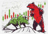 HKM-882323 Abstract Modern Canvas Painting - Bear Market Bull Market Rally Wall Art