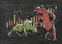 HKM-882323 Abstract Modern Canvas Painting - Bear Market Bull Market Rally Wall Art