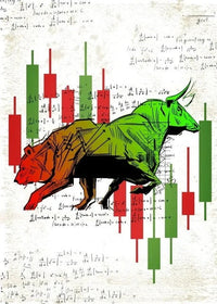 HKM-882323 Abstract Modern Canvas Painting - Bear Market Bull Market Rally Wall Art