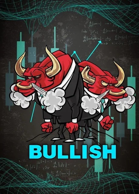 HKM-882323 Abstract Modern Canvas Painting - Bear Market Bull Market Rally Wall Art