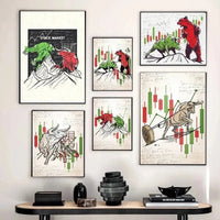 HKM-882323 Abstract Modern Canvas Painting - Bear Market Bull Market Rally Wall Art