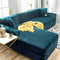 HKM-882387 Elastic Non-slip Golden Velvet Sofa Cover - Universal Fit for Single to Four Seat Sizes