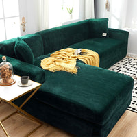 HKM-882387 Elastic Non-slip Golden Velvet Sofa Cover - Universal Fit for Single to Four Seat Sizes