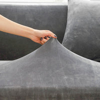 HKM-882387 Elastic Non-slip Golden Velvet Sofa Cover - Universal Fit for Single to Four Seat Sizes