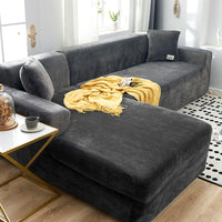 HKM-882387 Elastic Non-slip Golden Velvet Sofa Cover - Universal Fit for Single to Four Seat Sizes