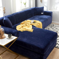 HKM-882387 Elastic Non-slip Golden Velvet Sofa Cover - Universal Fit for Single to Four Seat Sizes
