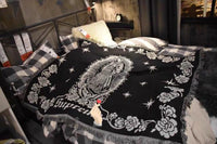 HKM-882387 Virgin Mary Woven Thick Linen Wall Blanket - Decorative Cushion with Floral Cartoon Design
