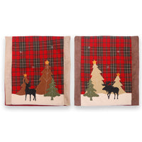 HKM-882451 Forest Plaid Linen Chair Cover - Christmas Decoration, 54x50CM, Two Styles Available