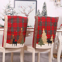 HKM-882451 Forest Plaid Linen Chair Cover - Christmas Decoration, 54x50CM, Two Styles Available
