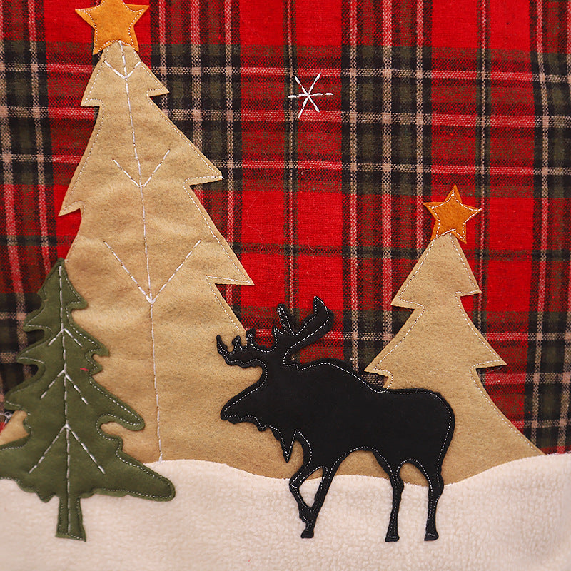 HKM-882451 Forest Plaid Linen Chair Cover - Christmas Decoration, 54x50CM, Two Styles Available