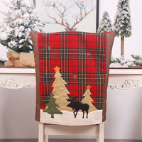 HKM-882451 Forest Plaid Linen Chair Cover - Christmas Decoration, 54x50CM, Two Styles Available