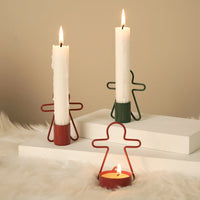 HKM-882515 Gingerbread Man Small Iron Candlestick for Christmas Decoration - Available in Red and Green
