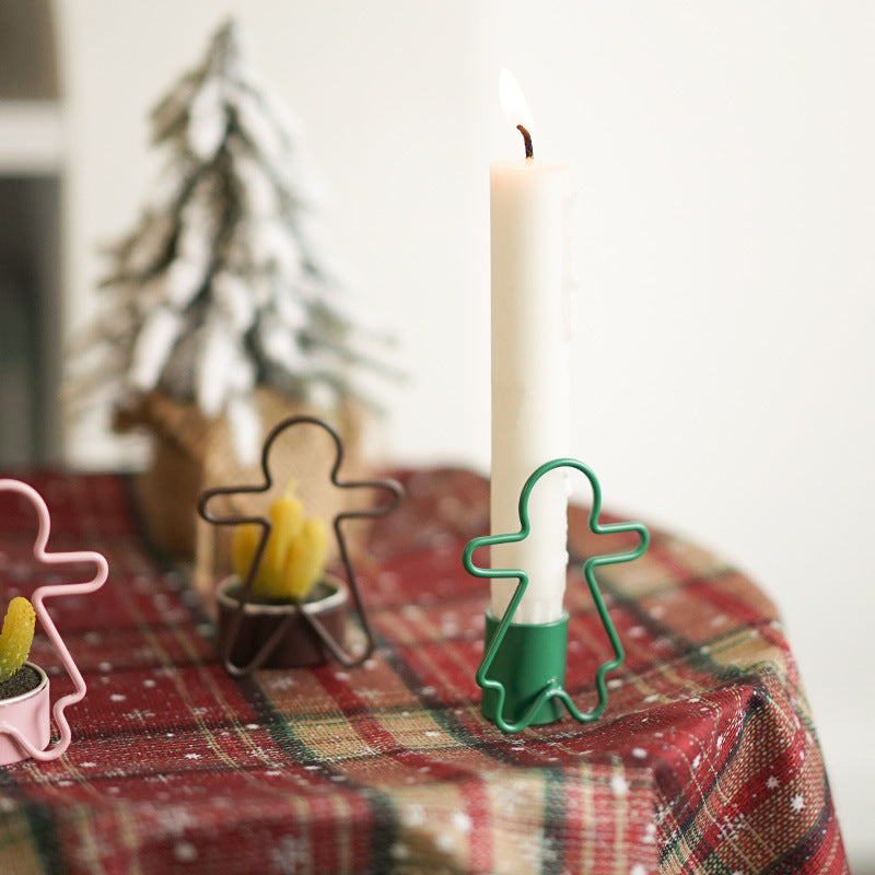 HKM-882515 Gingerbread Man Small Iron Candlestick for Christmas Decoration - Available in Red and Green