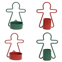 HKM-882515 Gingerbread Man Small Iron Candlestick for Christmas Decoration - Available in Red and Green