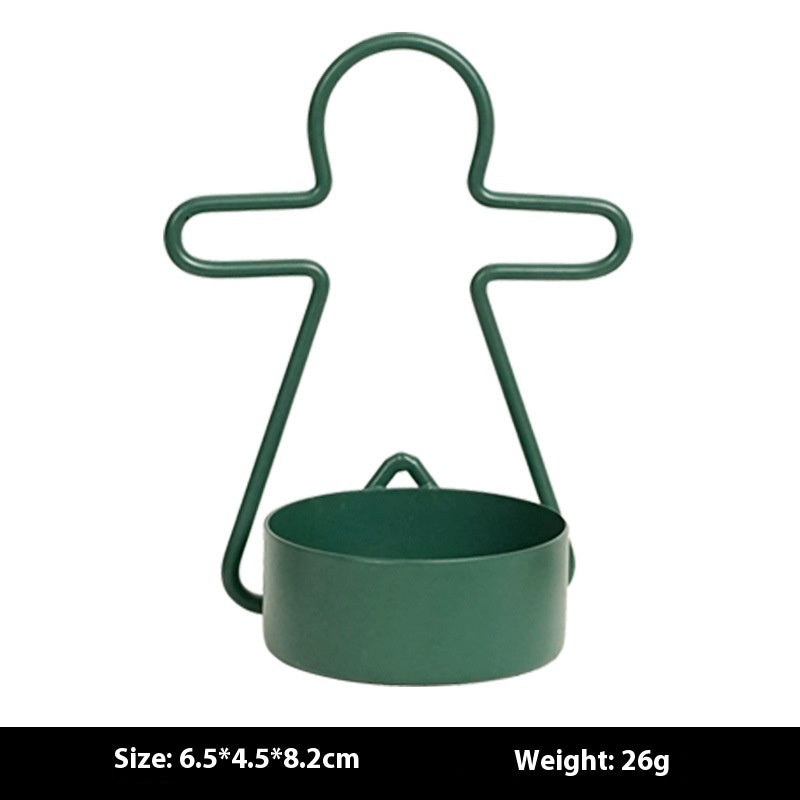 HKM-882515 Gingerbread Man Small Iron Candlestick for Christmas Decoration - Available in Red and Green