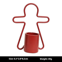 HKM-882515 Gingerbread Man Small Iron Candlestick for Christmas Decoration - Available in Red and Green