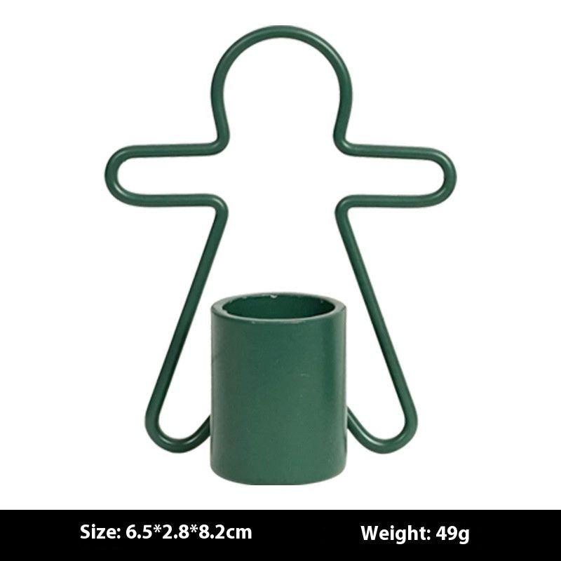 HKM-882515 Gingerbread Man Small Iron Candlestick for Christmas Decoration - Available in Red and Green