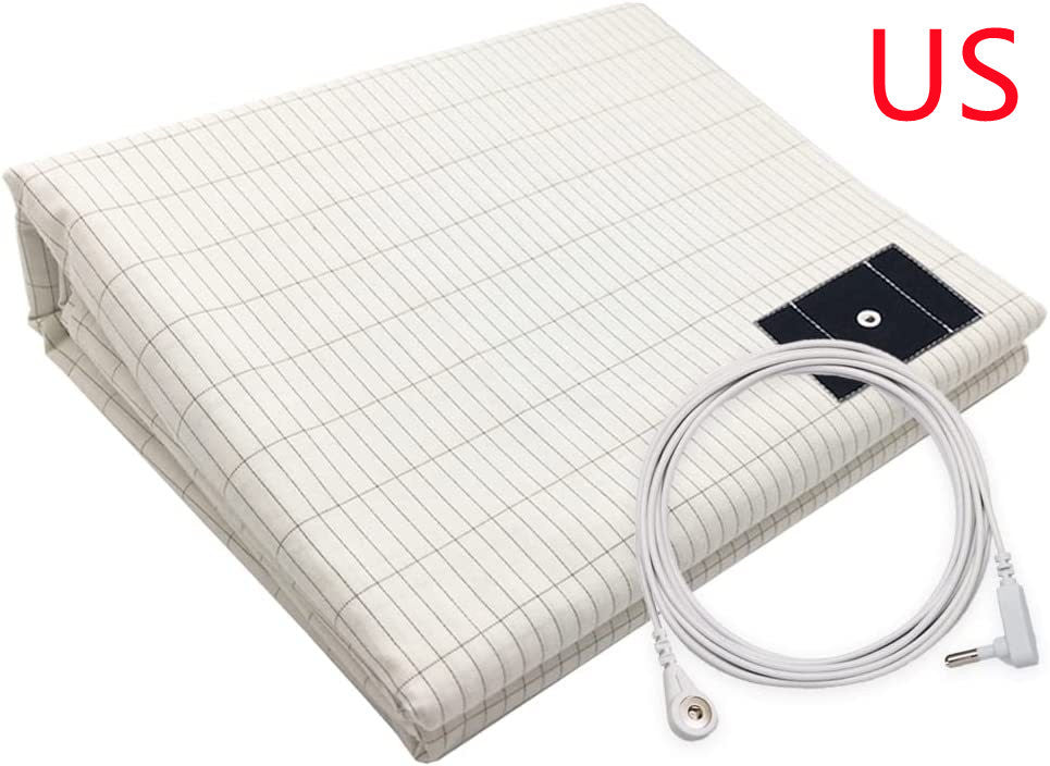 HKM-882707 Grounding Silver Cotton Bed Sheet with Anti-static Properties - Modern Stripes Design in Multiple Sizes