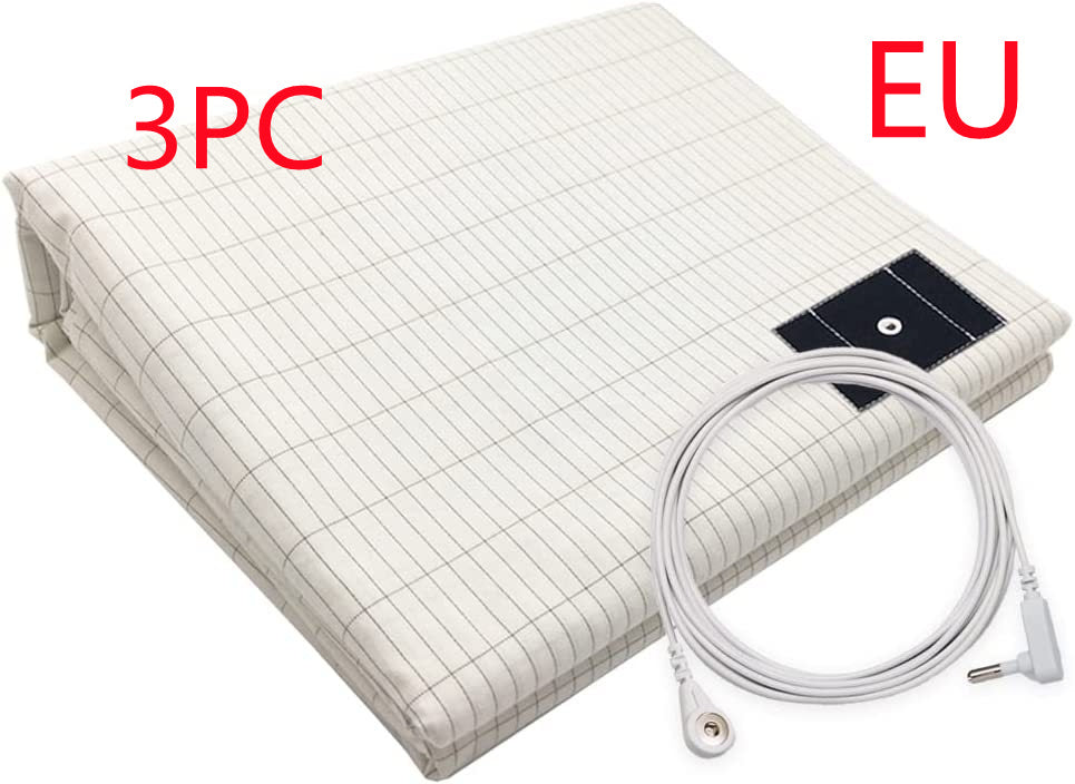 HKM-882707 Grounding Silver Cotton Bed Sheet with Anti-static Properties - Modern Stripes Design in Multiple Sizes