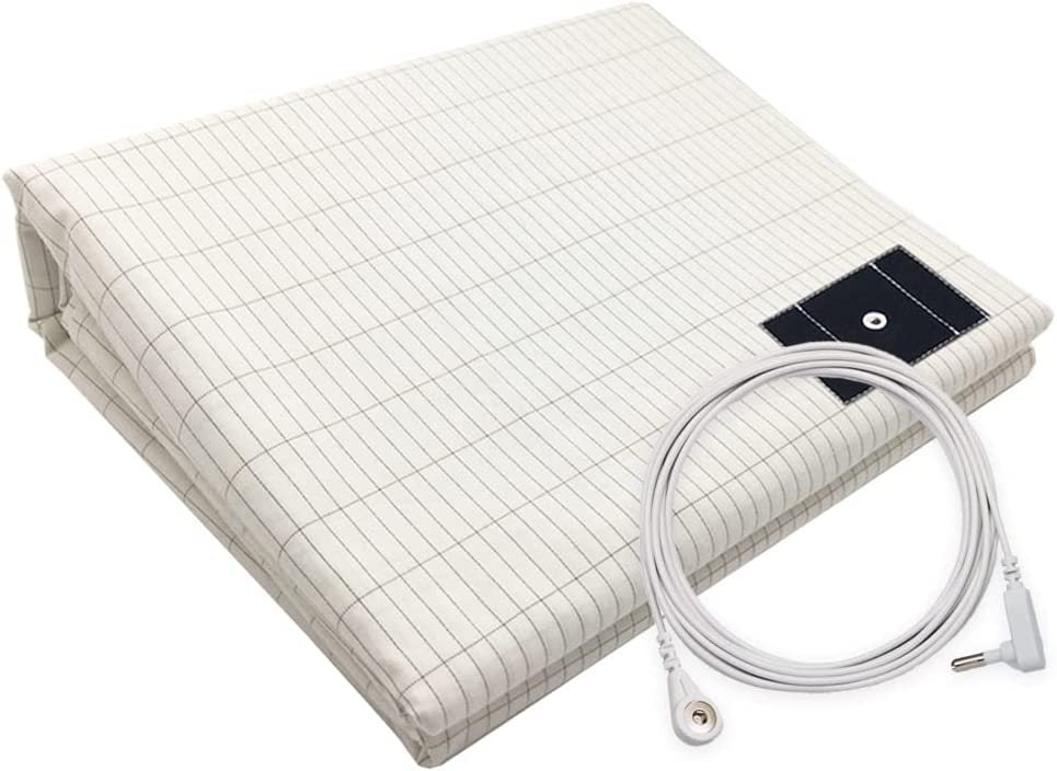 HKM-882707 Grounding Silver Cotton Bed Sheet with Anti-static Properties - Modern Stripes Design in Multiple Sizes