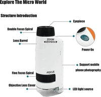 HKM-883027 Portable Handheld Microscope 60x for Kids - Mini Toy Pocket Explorer