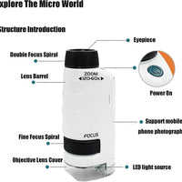 HKM-883027 Portable Handheld Microscope 60x for Kids - Mini Toy Pocket Explorer