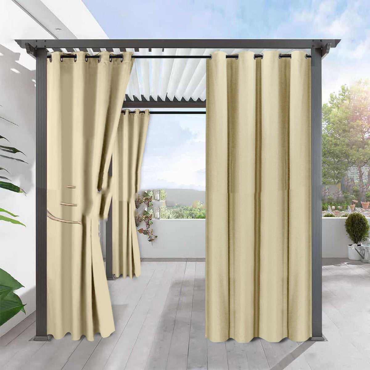 HKM-883091 Full Blackout Solid Color Fine Linen Waterproof Curtain for Heat Insulation and Sun Protection