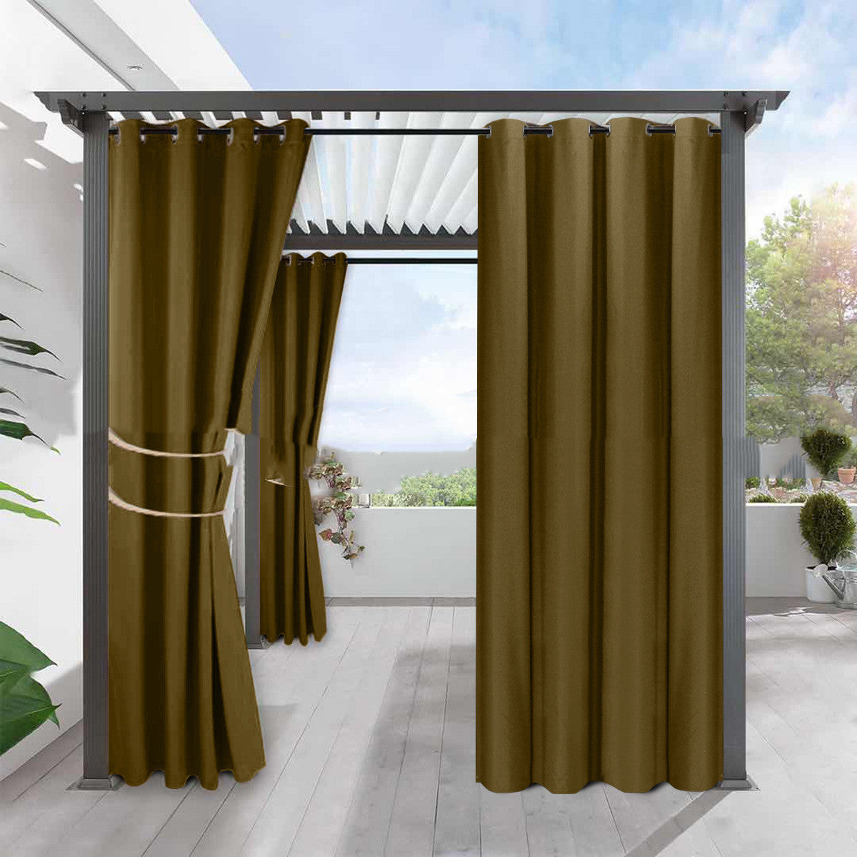 HKM-883091 Full Blackout Solid Color Fine Linen Waterproof Curtain for Heat Insulation and Sun Protection