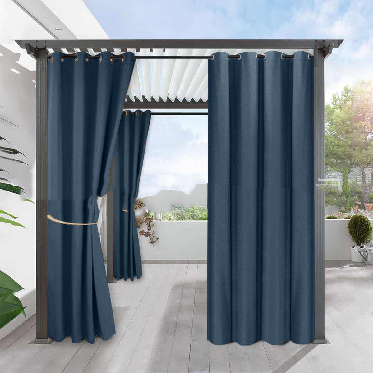 HKM-883091 Full Blackout Solid Color Fine Linen Waterproof Curtain for Heat Insulation and Sun Protection