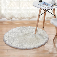 HKM-883155 Artificial Wool Plush Carpet for Living Room or Bedroom, Soft and Warm, Easy to Maintain, Gray/White, 45x45 cm