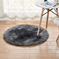 HKM-883155 Artificial Wool Plush Carpet for Living Room or Bedroom, Soft and Warm, Easy to Maintain, Gray/White, 45x45 cm
