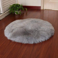 HKM-883155 Artificial Wool Plush Carpet for Living Room or Bedroom, Soft and Warm, Easy to Maintain, Gray/White, 45x45 cm