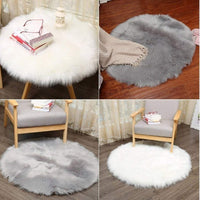 HKM-883155 Artificial Wool Plush Carpet for Living Room or Bedroom, Soft and Warm, Easy to Maintain, Gray/White, 45x45 cm