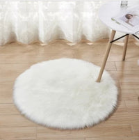 HKM-883155 Artificial Wool Plush Carpet for Living Room or Bedroom, Soft and Warm, Easy to Maintain, Gray/White, 45x45 cm