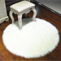 HKM-883155 Artificial Wool Plush Carpet for Living Room or Bedroom, Soft and Warm, Easy to Maintain, Gray/White, 45x45 cm