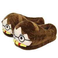 HKM-883219 Cartoon Plush Anime Slippers for Men and Kids - Warm Winter Home Footwear