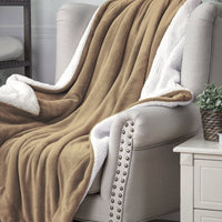 HKM-883219 Cozy Flannel and Lamb Cashmere Sherpa Blanket, 130x160CM