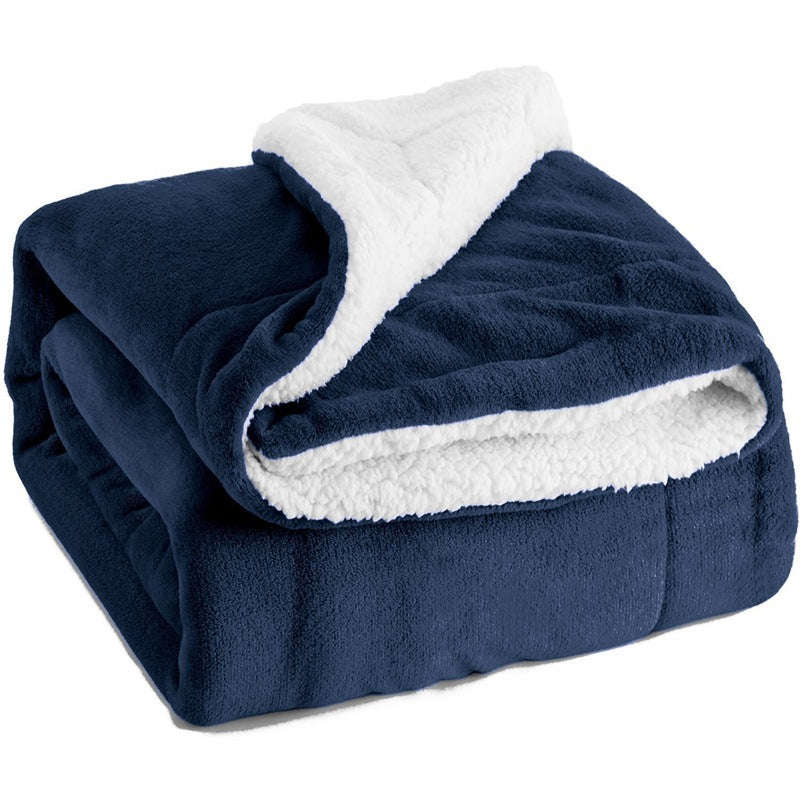 HKM-883219 Cozy Flannel and Lamb Cashmere Sherpa Blanket, 130x160CM