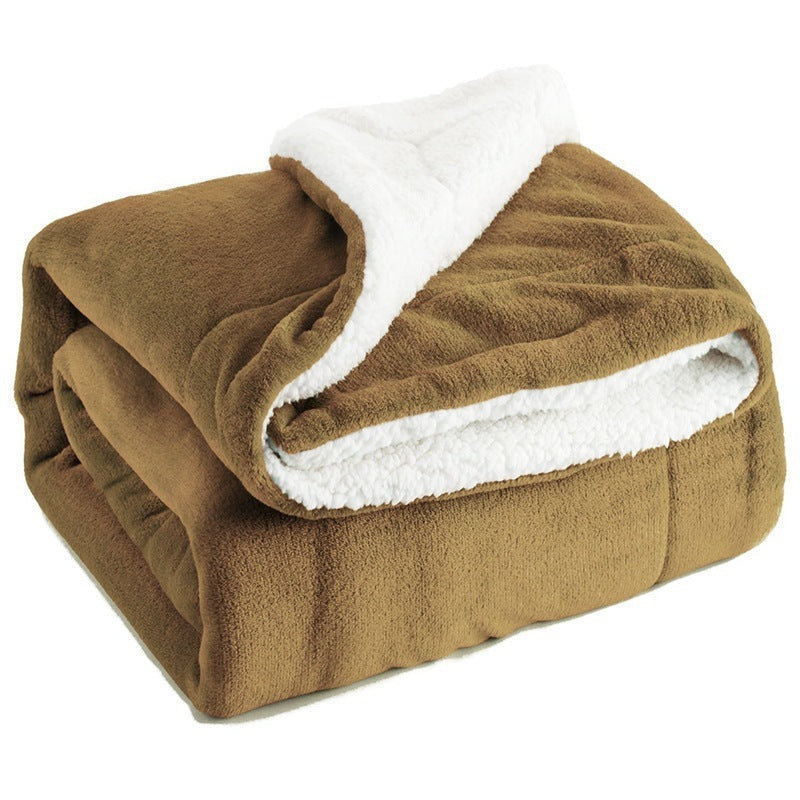 HKM-883219 Cozy Flannel and Lamb Cashmere Sherpa Blanket, 130x160CM