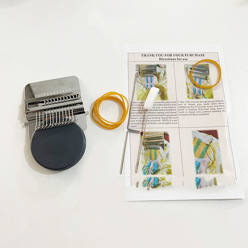 HKM-883219 Portable Stainless Steel & Wood Knitting Machine Tool Package with Rubber Bands and Manual