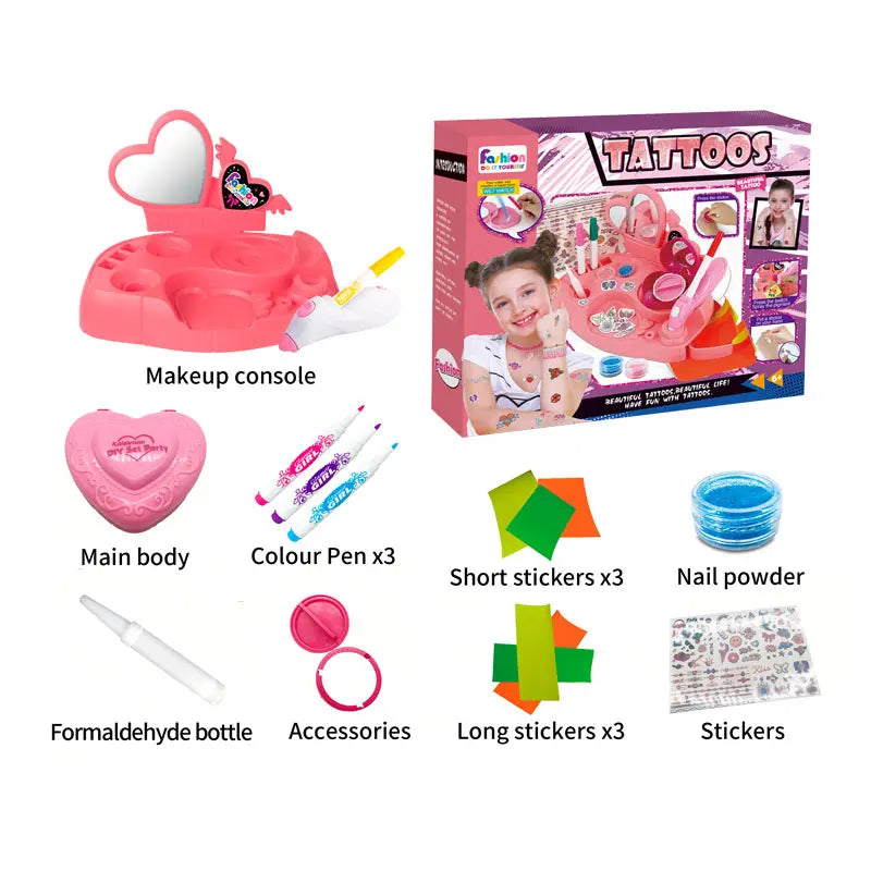 Cute Makeup Tattoo Sticker Set for Kids - Body Art Pretend Play for Ages 2 and Up