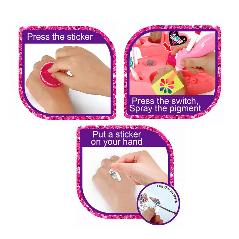 Cute Makeup Tattoo Sticker Set for Kids - Body Art Pretend Play for Ages 2 and Up