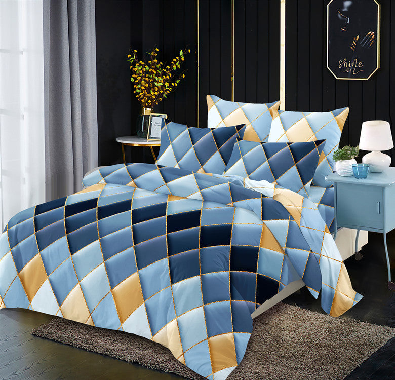 HKM-883539 Light Luxury Geometric Rhombus Quilt Cover Set - Multiple Sizes Available