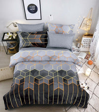 HKM-883539 Light Luxury Geometric Rhombus Quilt Cover Set - Multiple Sizes Available