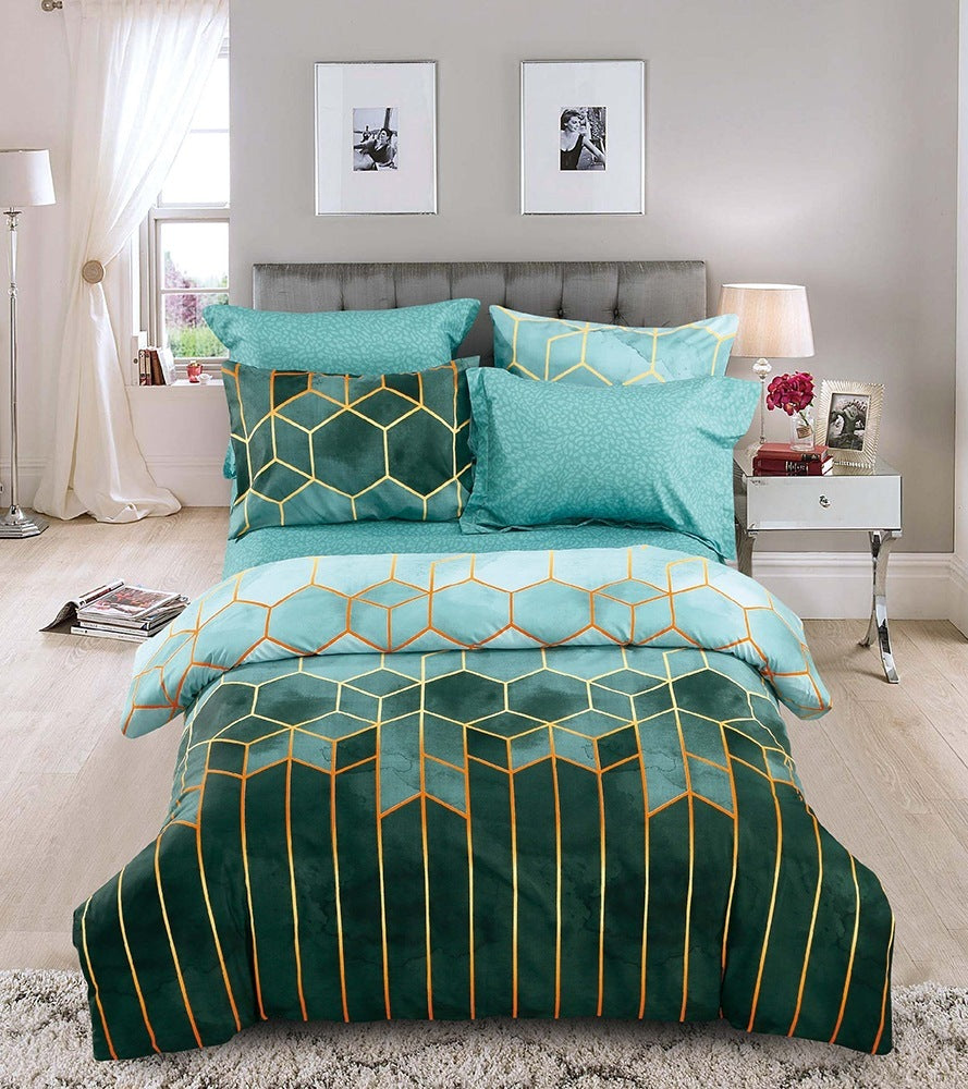 HKM-883539 Light Luxury Geometric Rhombus Quilt Cover Set - Multiple Sizes Available