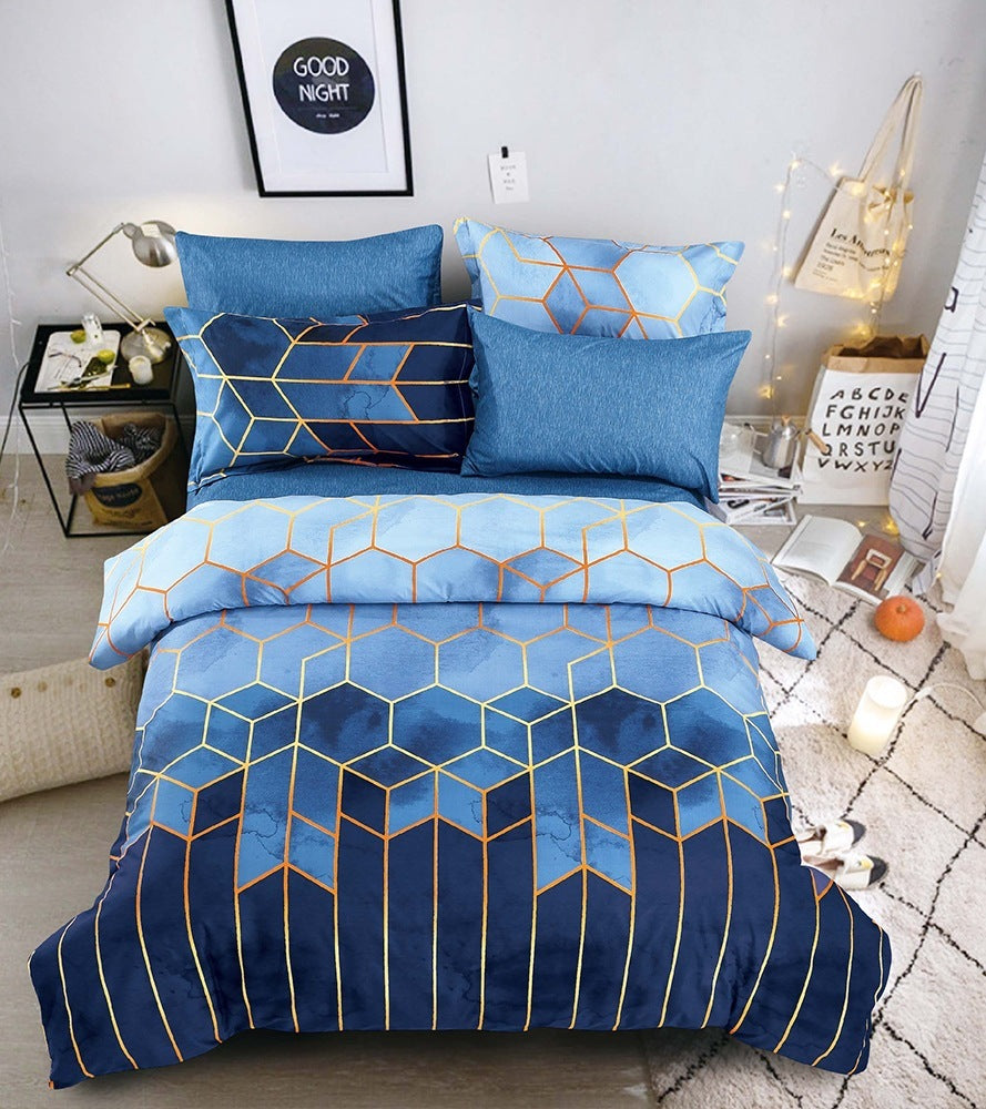 HKM-883539 Light Luxury Geometric Rhombus Quilt Cover Set - Multiple Sizes Available