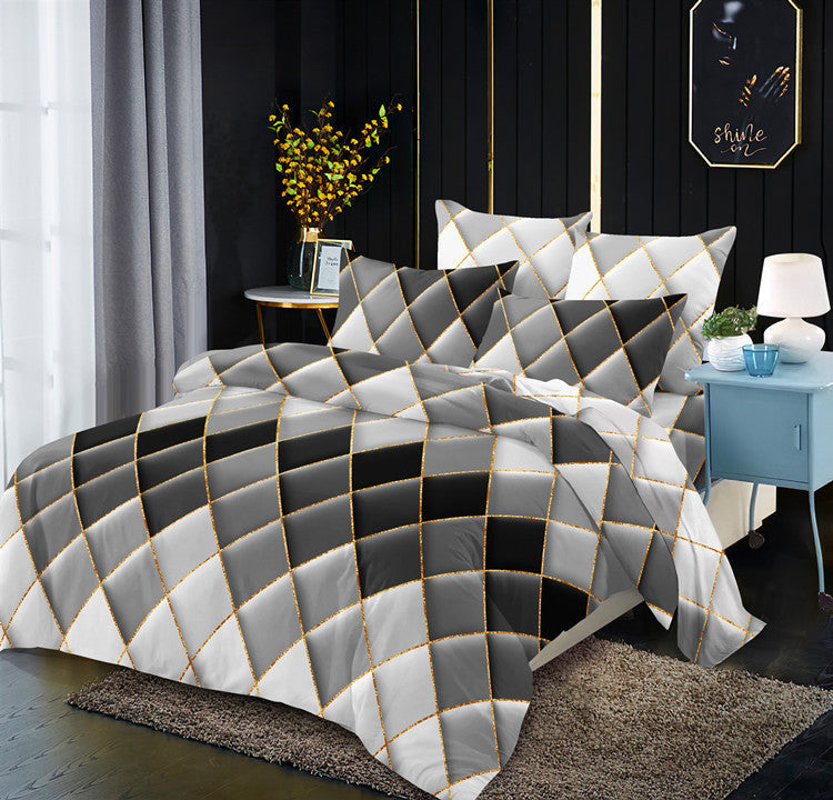 HKM-883539 Light Luxury Geometric Rhombus Quilt Cover Set - Multiple Sizes Available