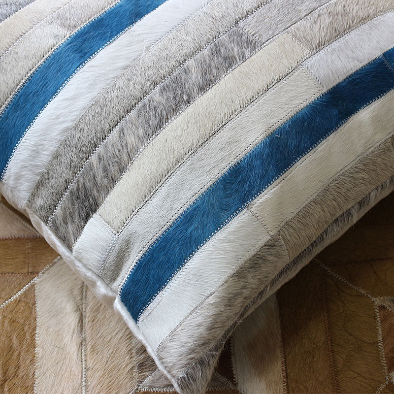 HKM-883667 Modern Cowhide Patchwork Cushion Pillow - Removable, Washable, for Home, Hotel, Car, and Seating