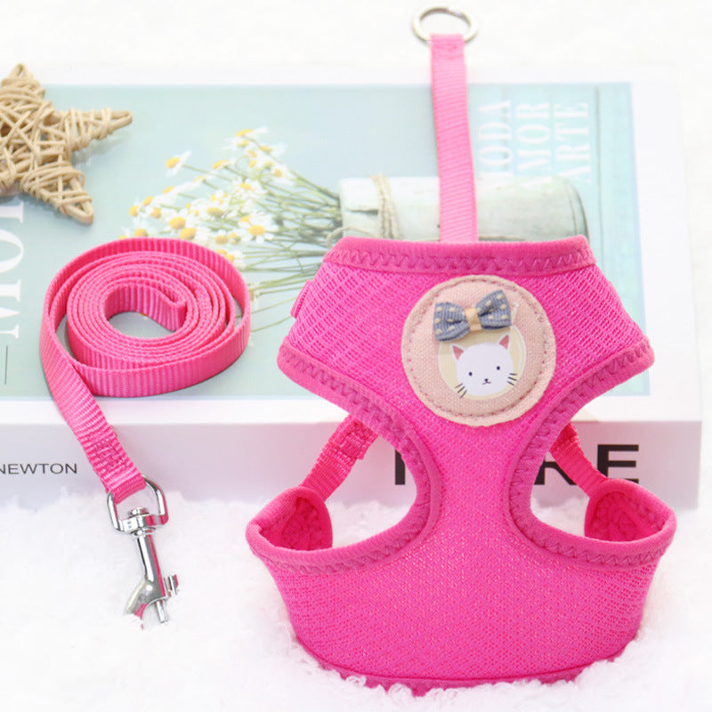 HKM-883731 Breathable Nylon Dog Vest for Small Breeds - Pomeranian Chest Strap in Blue, Purple, Pink, Khaki, and Rose