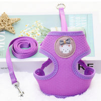 HKM-883731 Breathable Nylon Dog Vest for Small Breeds - Pomeranian Chest Strap in Blue, Purple, Pink, Khaki, and Rose